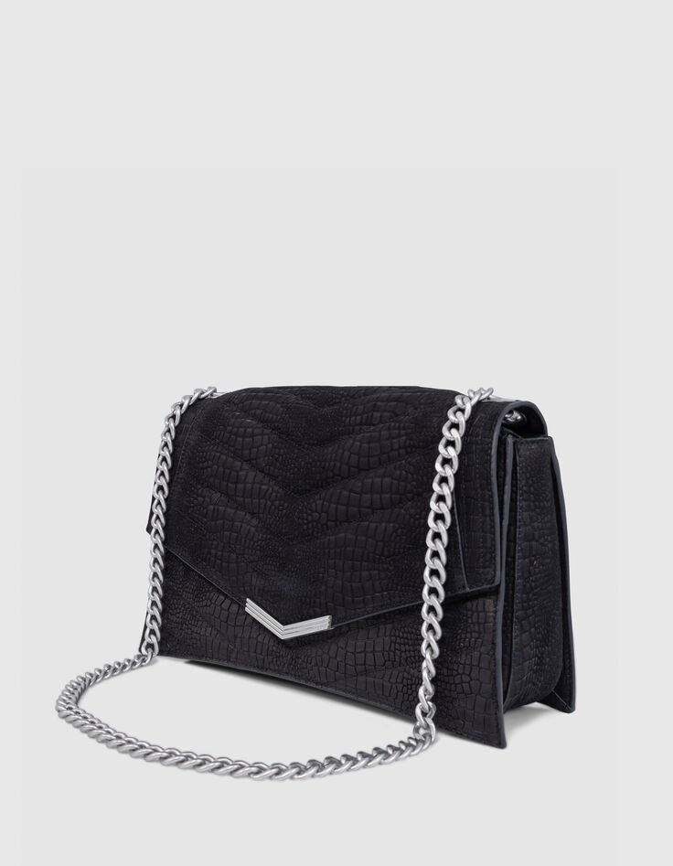 Bolso THE 1. de cuero repujado negro efecto cocodrilo Talla L-6