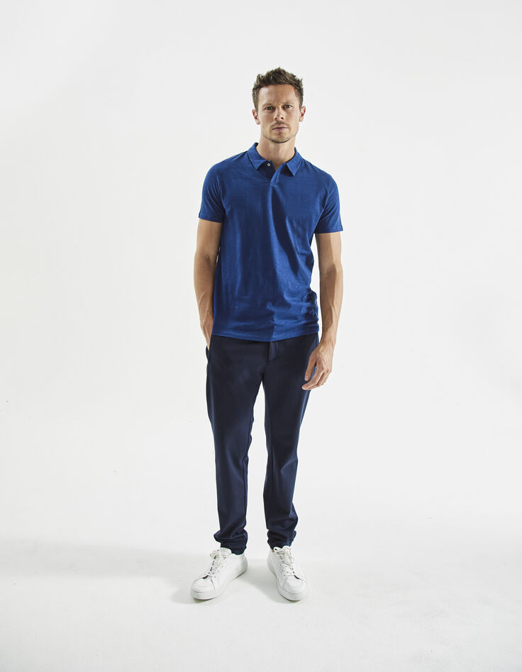 Polo indigo coton flammé Homme-2