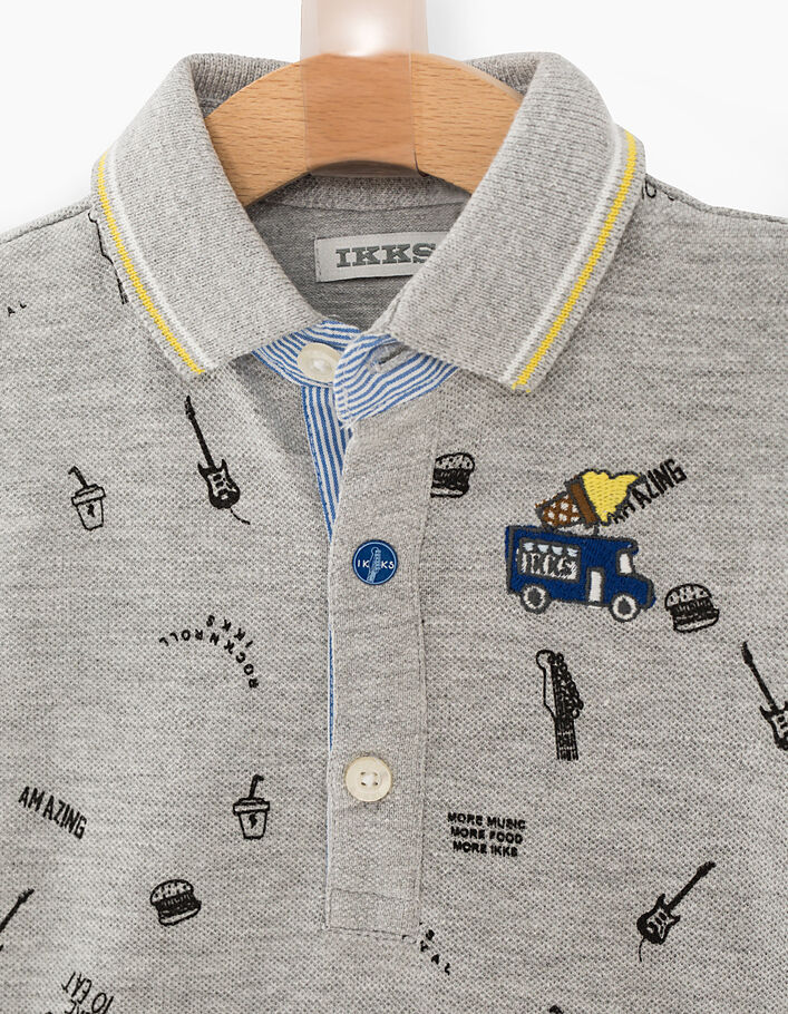 Middengrijze polo met trompe-l'oeil hemd voor babyjongens  - IKKS