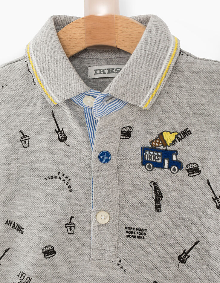 Polo gris medio efecto camisa bebé niño -2 Polo gris medio efecto camisa bebé niño -2