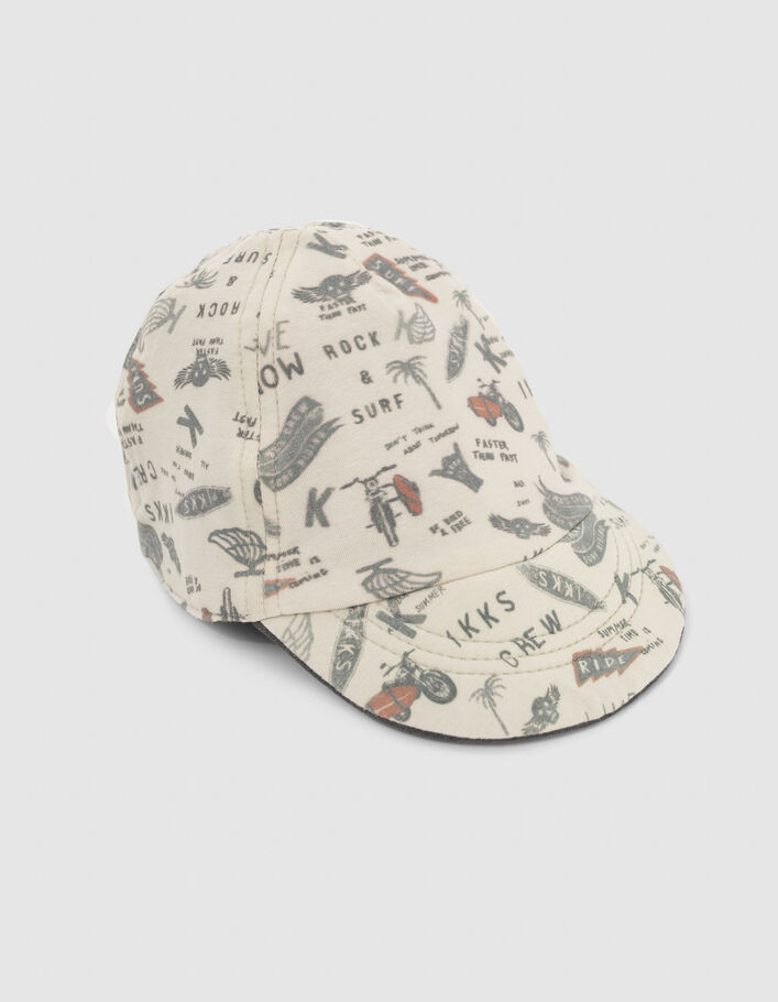 Baby boys' printed beige/grey reversible cap - IKKS