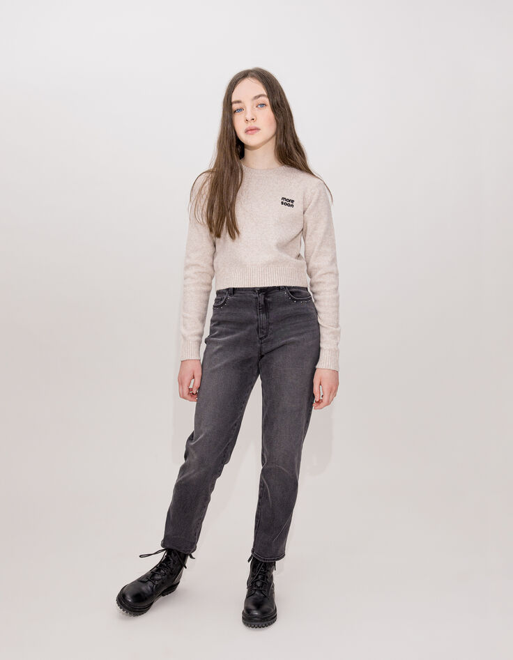Girl's MOM grey studded jeans-8