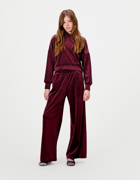 Jogging ancho burdeos terciopelo niña - IKKS