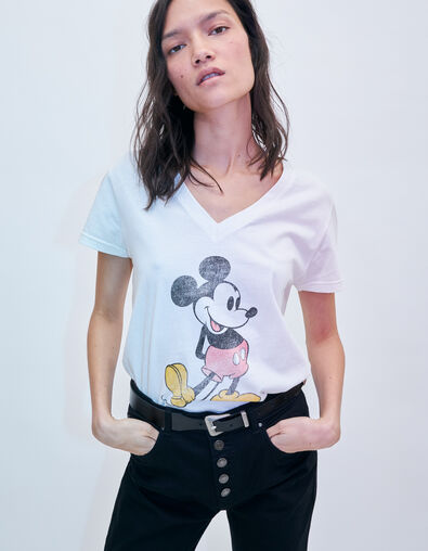 Tee-shirt blanc visuel Mickey IKKS - MICKEY femme - IKKS