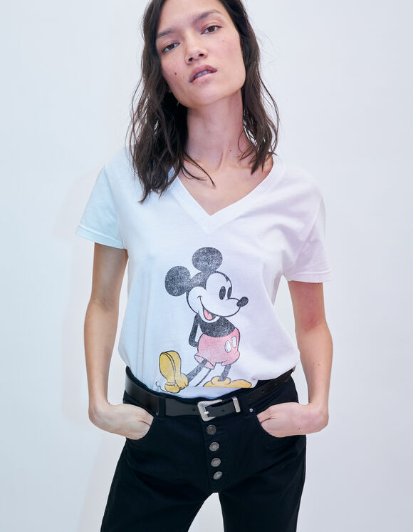 Tee-shirt blanc visuel Mickey IKKS - MICKEY femme