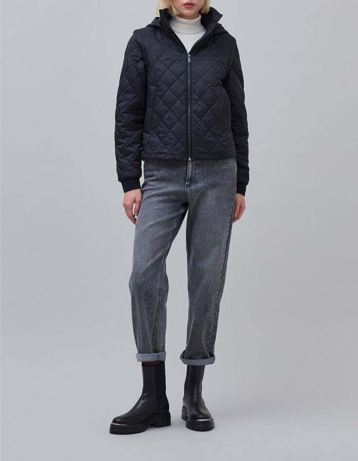 Gewatteerd zwart PUFFERJAS voor dames-1
