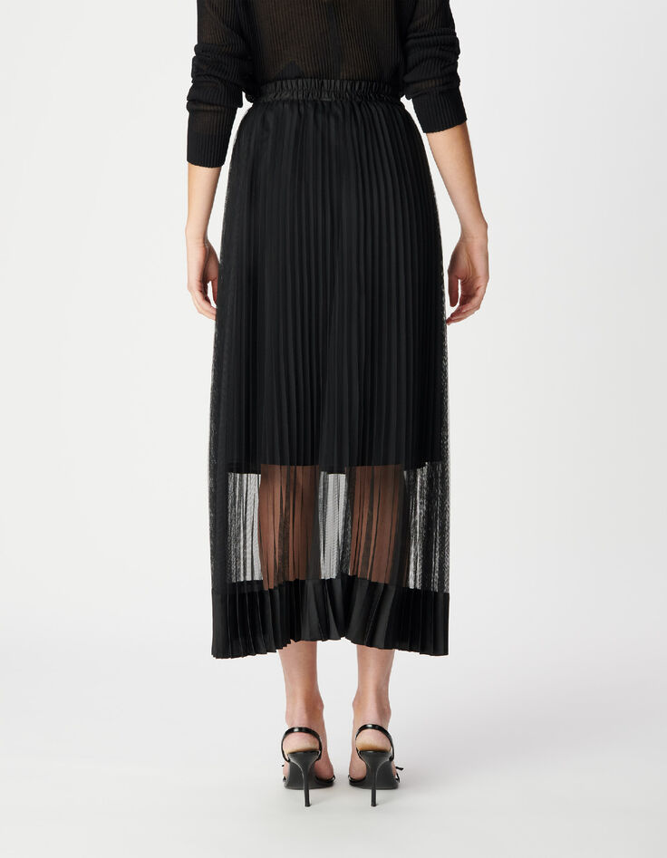 Jupe pliss&eacute;e en tulle noire Femme-3
