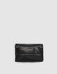 Clutch bandolera negro cuero acolchado mujer-3