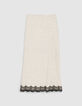 Jupe longue &eacute;crue satin&eacute;e motif pois et dentelle Femme-7