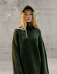 Girl's green trucker-neck sweater-1
