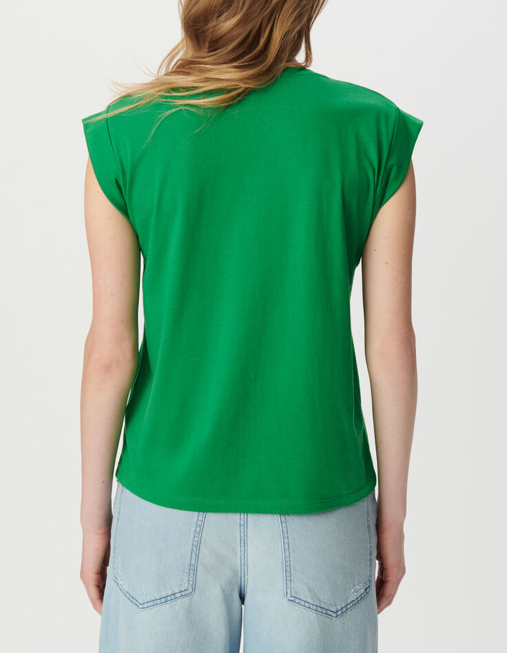 Groen T-shirt V-hals tekst-3