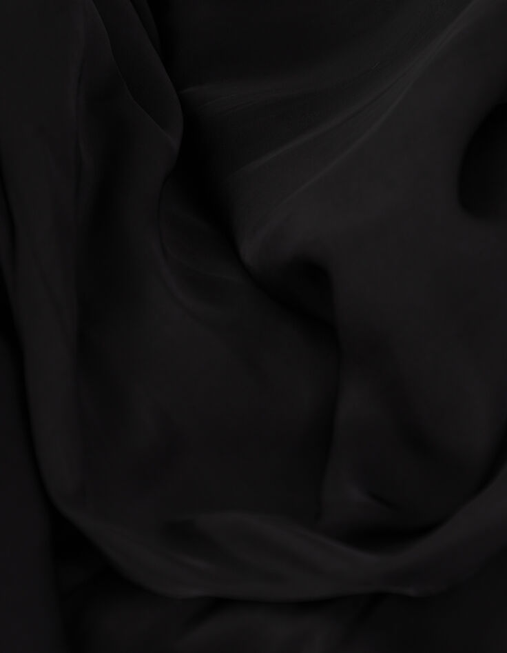 Robe longue noire satinée détails dentelle Femme-6