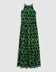 Robe longue verte imprimé abstrait Femme-7