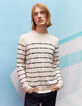 Men’s beige sailor sweater with stone blue & black stripes-6
