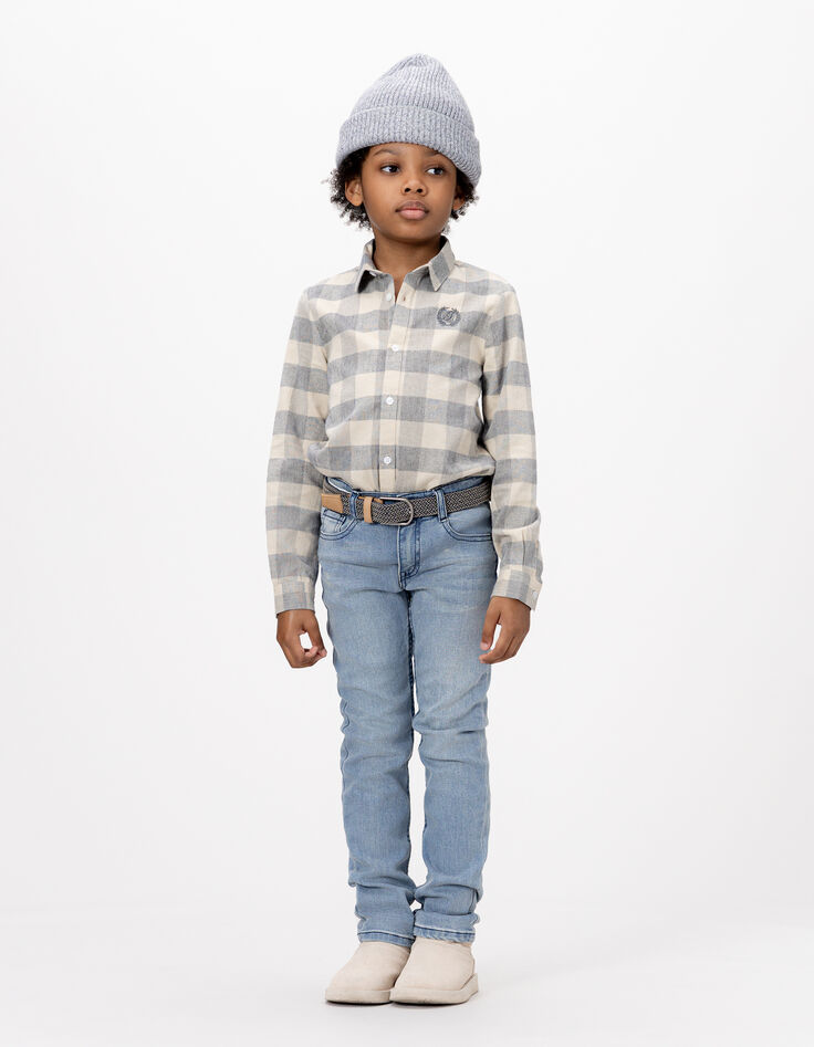 Blauwe slim jeans met gevlochten riem jongens-2