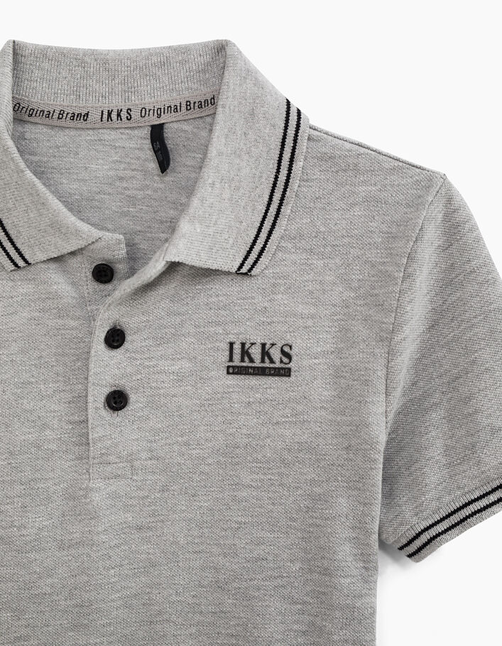 Boy’s grey marl organic cotton polo shirt - IKKS