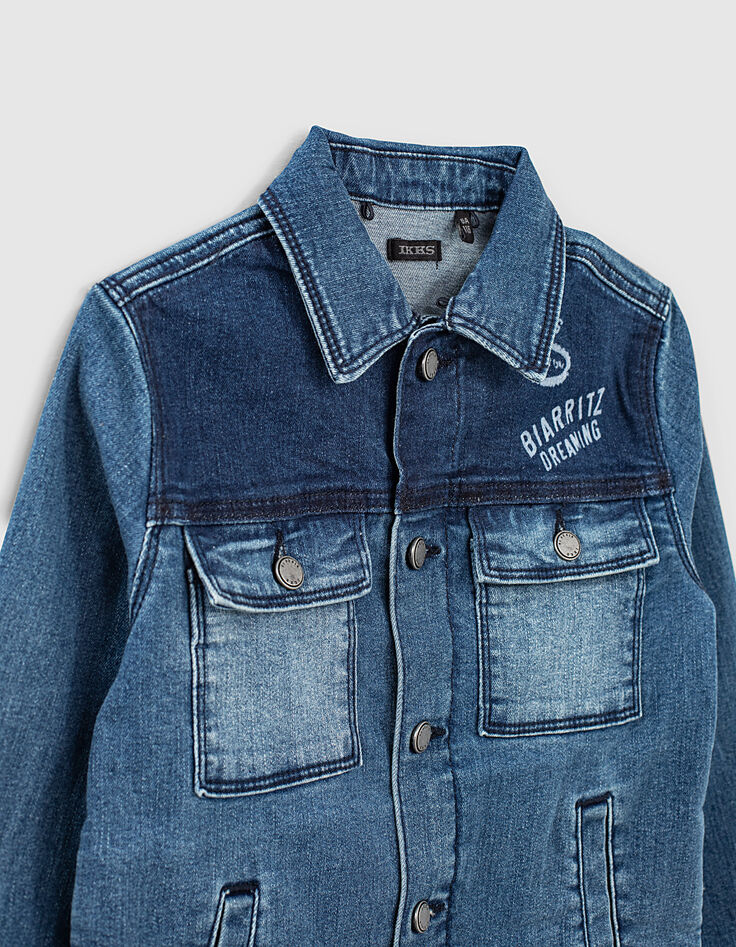 Veste en jean stone blue bio à capuche amovible garçon-6