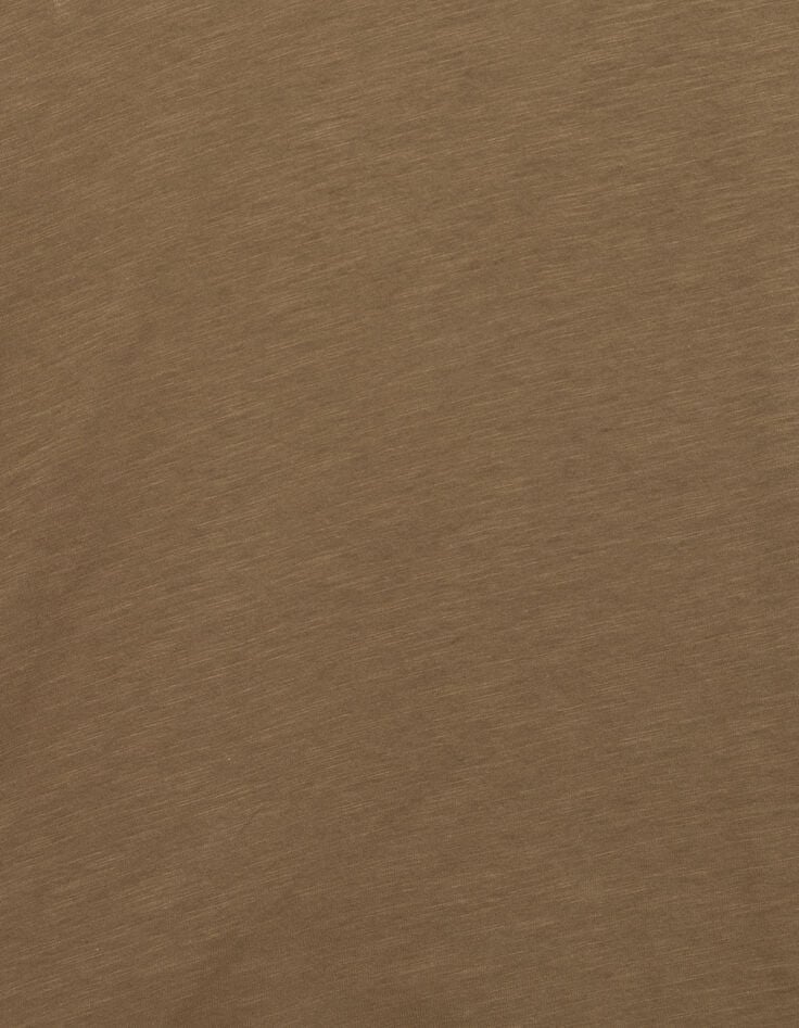 Camiseta cuello V beige algodón flameado hombre-6