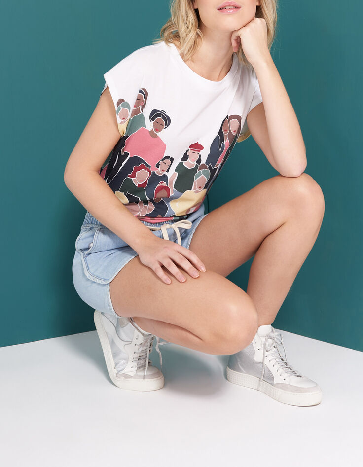 I.Code bleach denim shorts-1