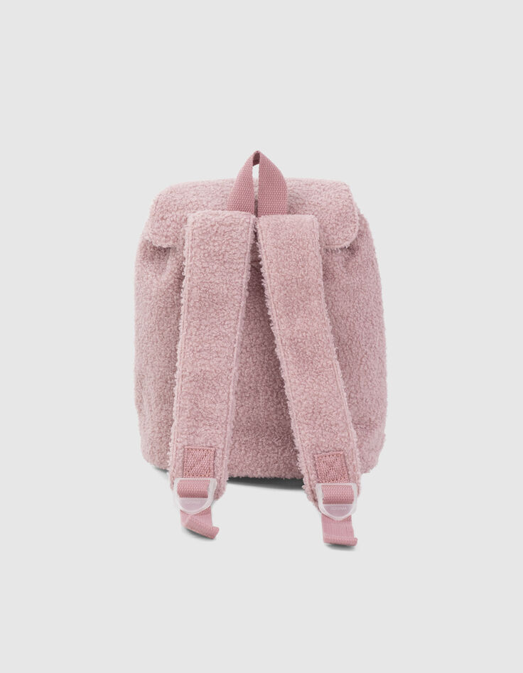 Sac à dos rose poudré bouclette brodé éclairs bébé fille-3