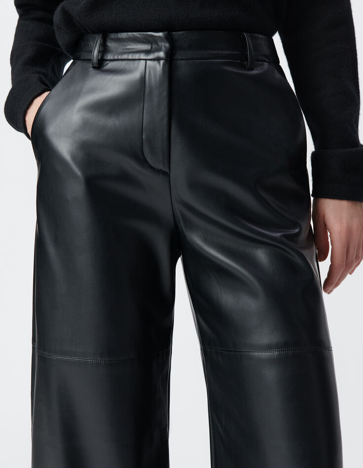 Pantalón rockero negro de pierna ancha para mujer-5