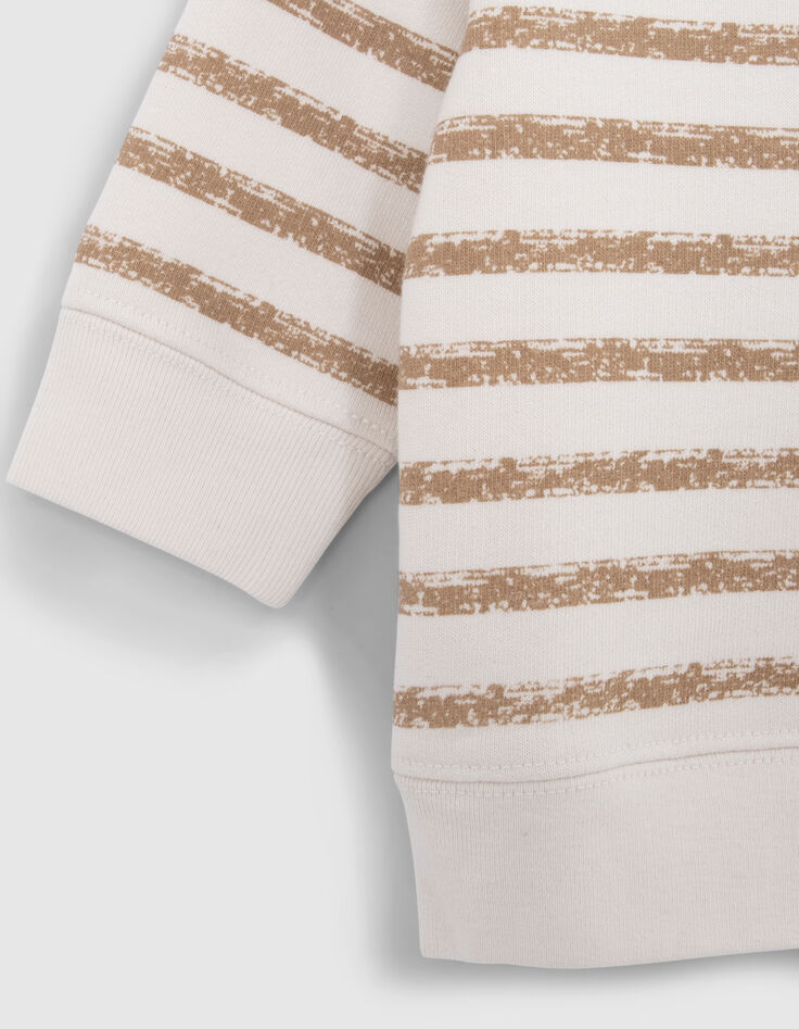 Sweat écru rayé camel poche grise brodée bébé garçon-4 Sweat écru rayé camel poche grise brodée bébé garçon-4