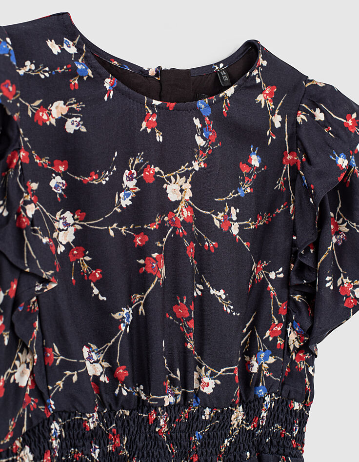 Robe marine mini me imprimé fleurs fille -4