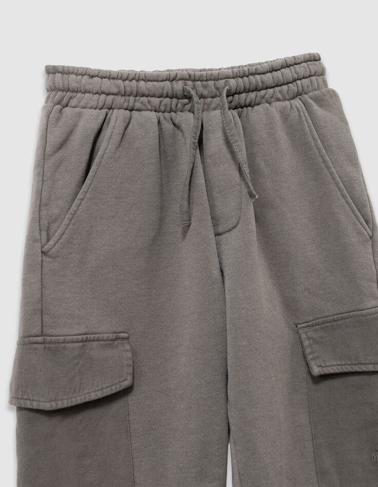 Khaki Jungenjogginghose Biobaumwolle im Battlestil-3