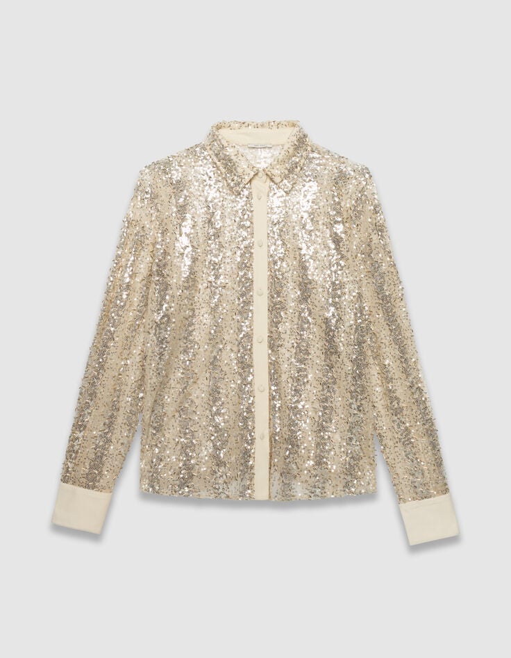 Women’s gold bead and sequin-embroidered shirt-6