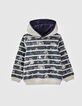 Boys’ navy and grey striped reversible hoodie-3