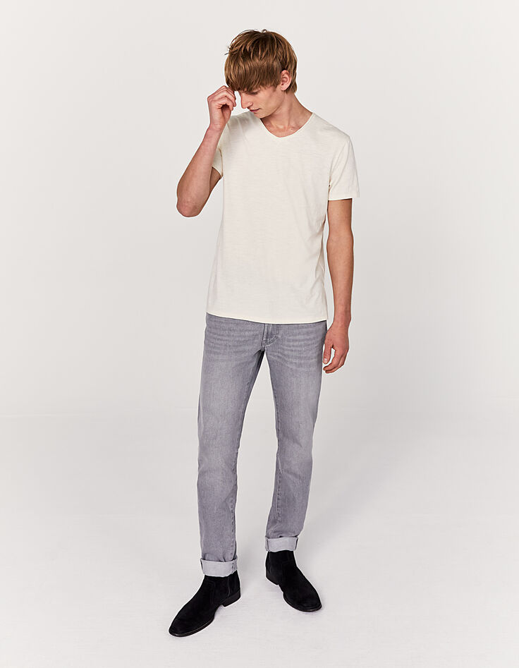 Tee-shirt L'Essentiel naturel chiné à col V Homme-5 Tee-shirt L'Essentiel naturel chiné à col V Homme-5