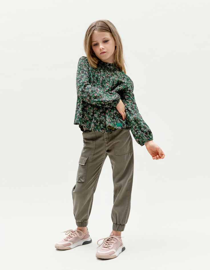 Pantalón BATTLE caqui tira fantasía bolsillo niña-3