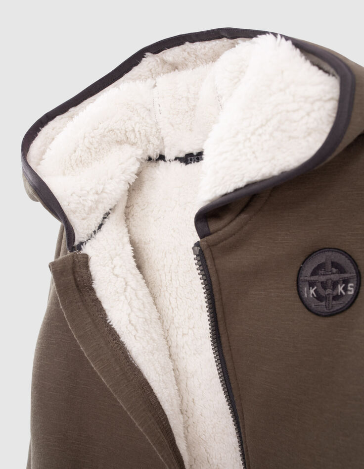 Kaki vest Sherpa binnenkant maxiprint rug jongens -4