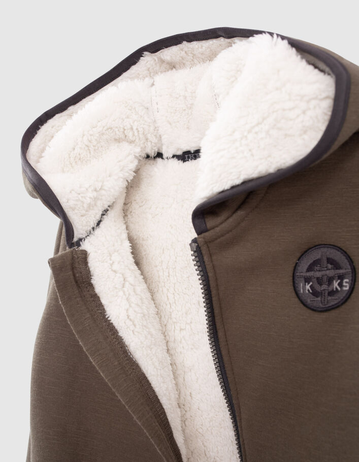 Kaki vest Sherpa binnenkant maxiprint rug jongens -6