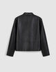 Veste cuir noir col montant Femme-8