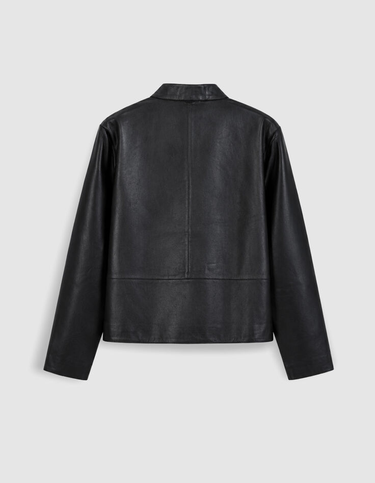 Veste cuir noir col montant Femme-8