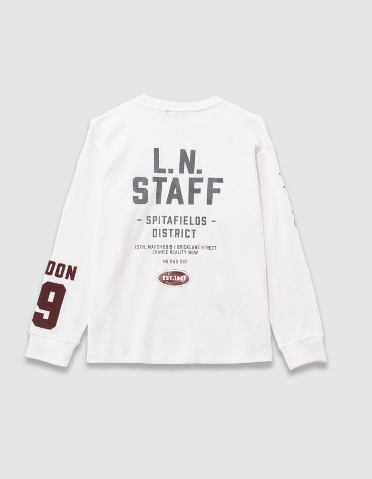 Wit T-shirt lange mouwen honingraat jongens-4 Wit T-shirt lange mouwen honingraat jongens-4