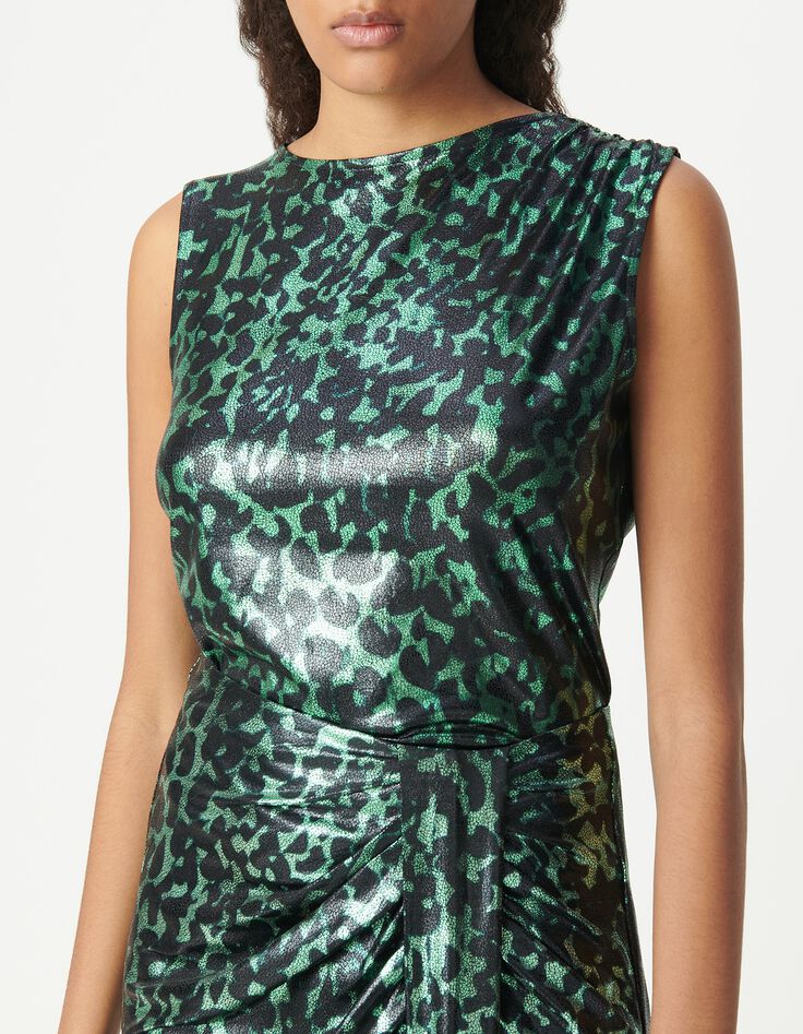 Top vert imprim&eacute; camouflage m&eacute;tallis&eacute; Femme-5