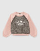 Sweat rose et imprim&eacute; graphique fille-1