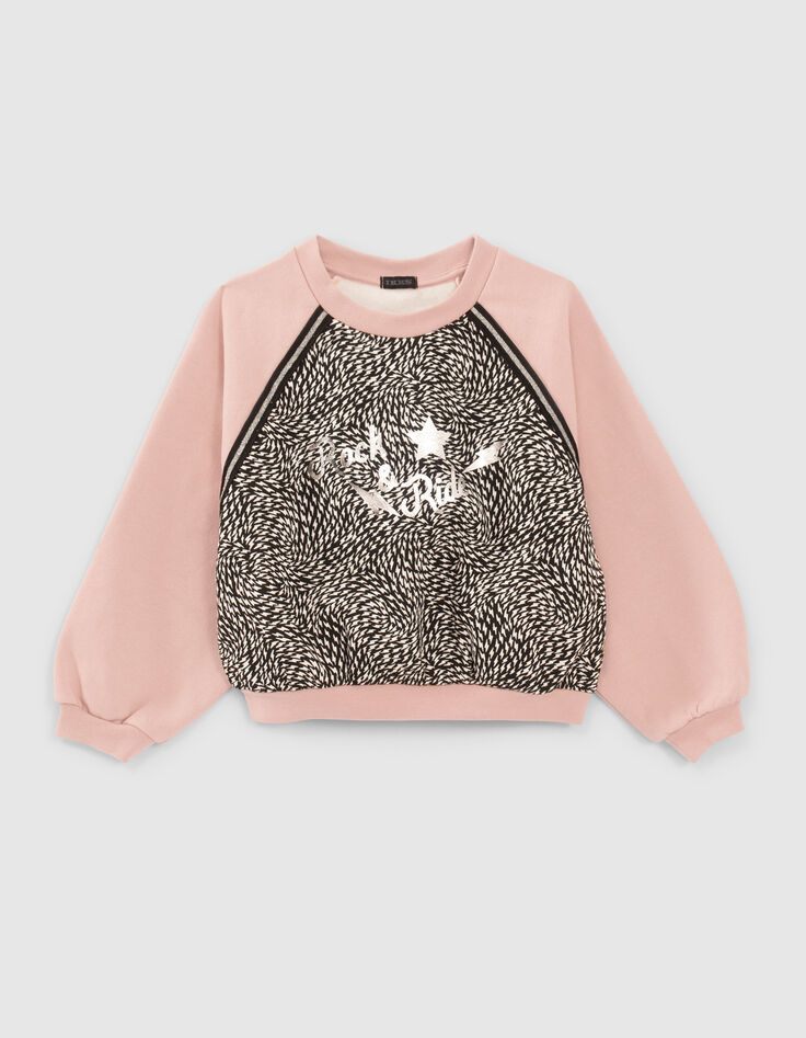 Sweat rose et imprim&eacute; graphique fille-1