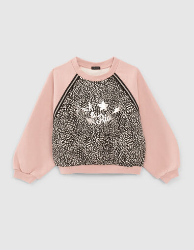 Roze sweater met grafische print meisjes - IKKS