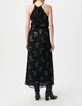 Robe longue noire jacquard lurex papillons Femme-3