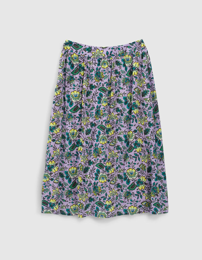 Falda larga lila con maxi flores mini me niña - IKKS
