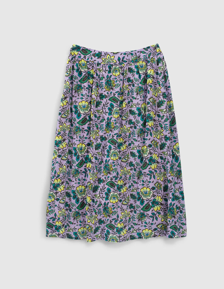 Lange lila rok print maxi-bloemen mini me meisjes-2