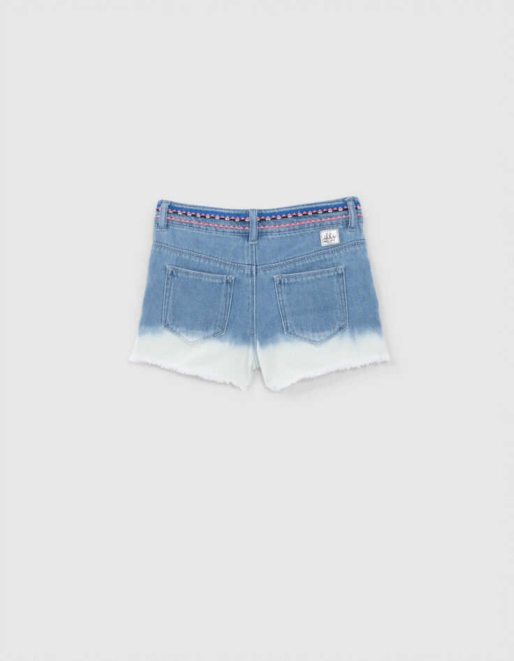 Jeansshort deep dye waterless geborduurde taille meisjes-3