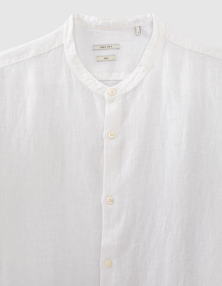 Chemise REGULAR blanche en lin à col Mao Homme-2