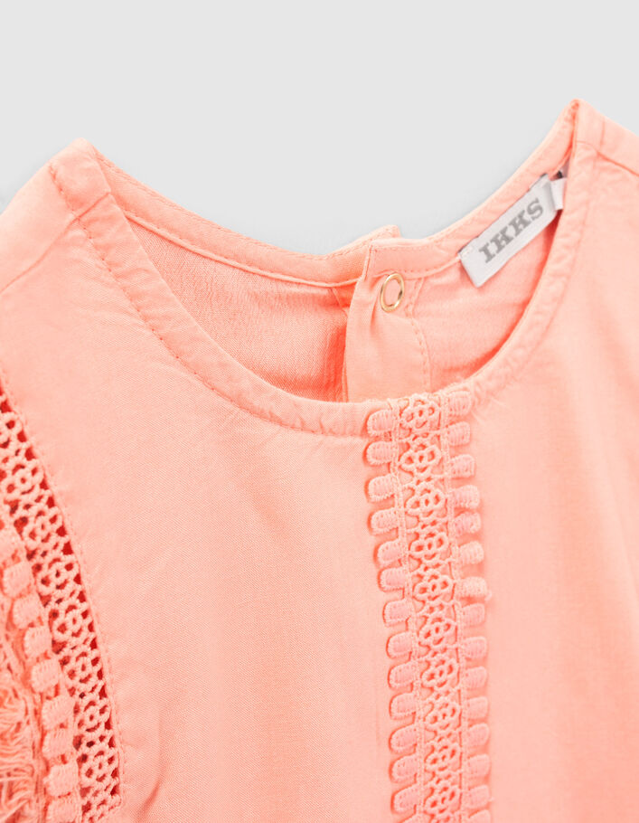 Girls’ peach dress with lace braid - IKKS