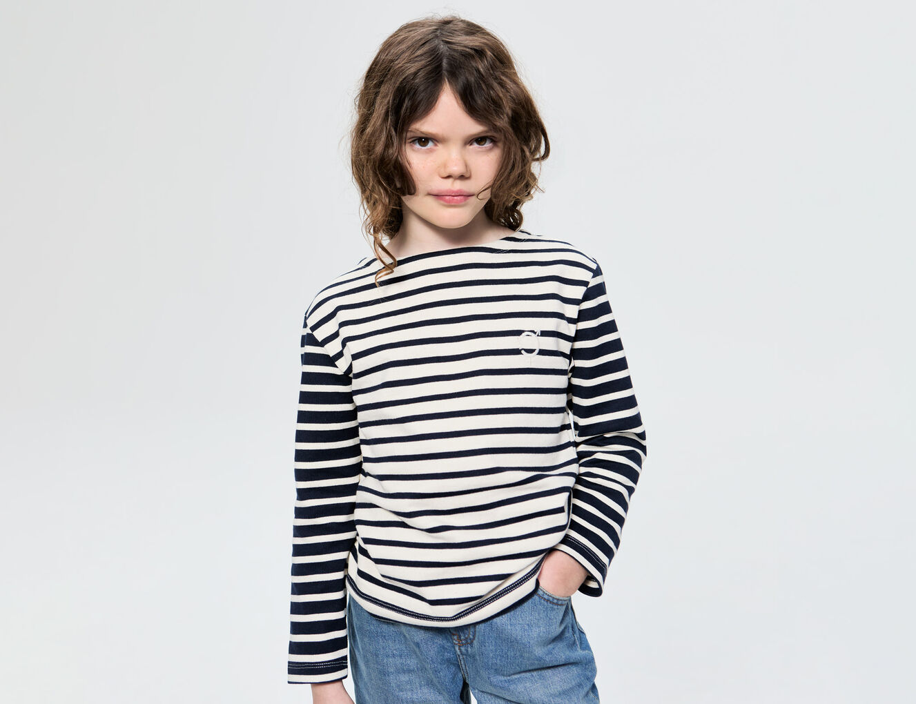 Unisex organic cotton sailor-stripe Gender Free T-shirt - IKKS-6