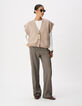 Pantalon de tailleur beige motif pied-de-puce Femme-1