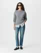 Graue Damen-Wendestrickjacke vorne/hinten-1
